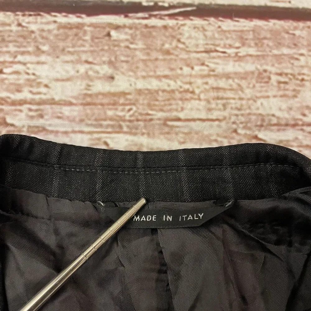 Armani Collezioni Sport Coat 44L Flannel Wool Charcoal‎ Dark Gray 2-Button Italy